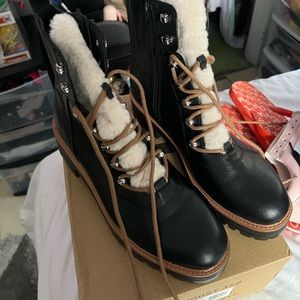 Ninewest black fur boots